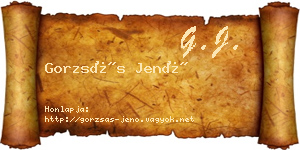 Gorzsás Jenő névjegykártya